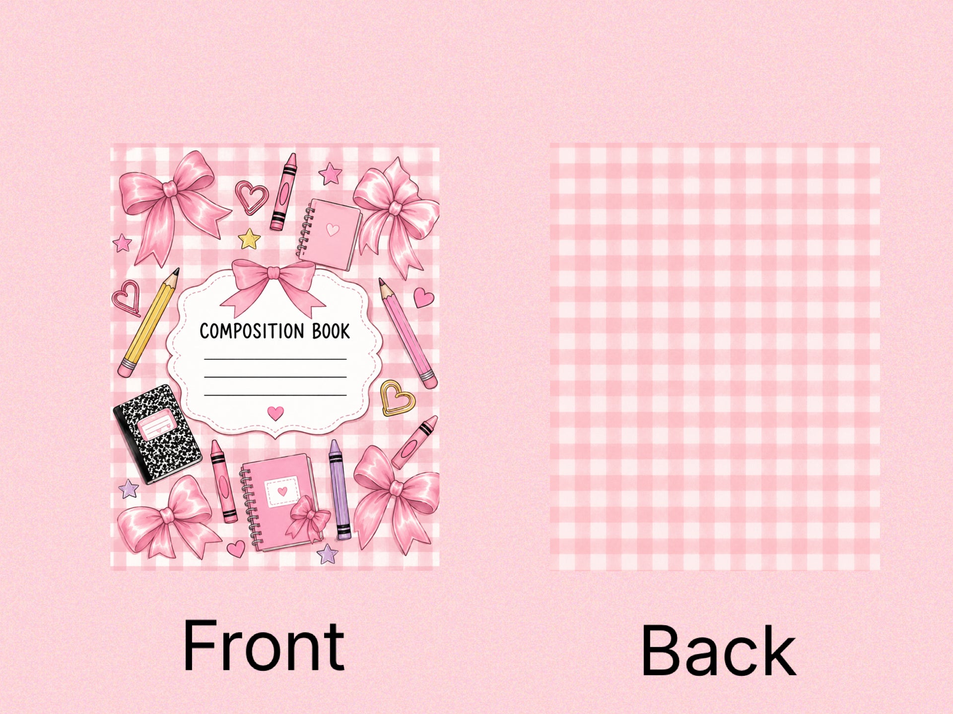 Pink plaid & Bows Notebook / Cover