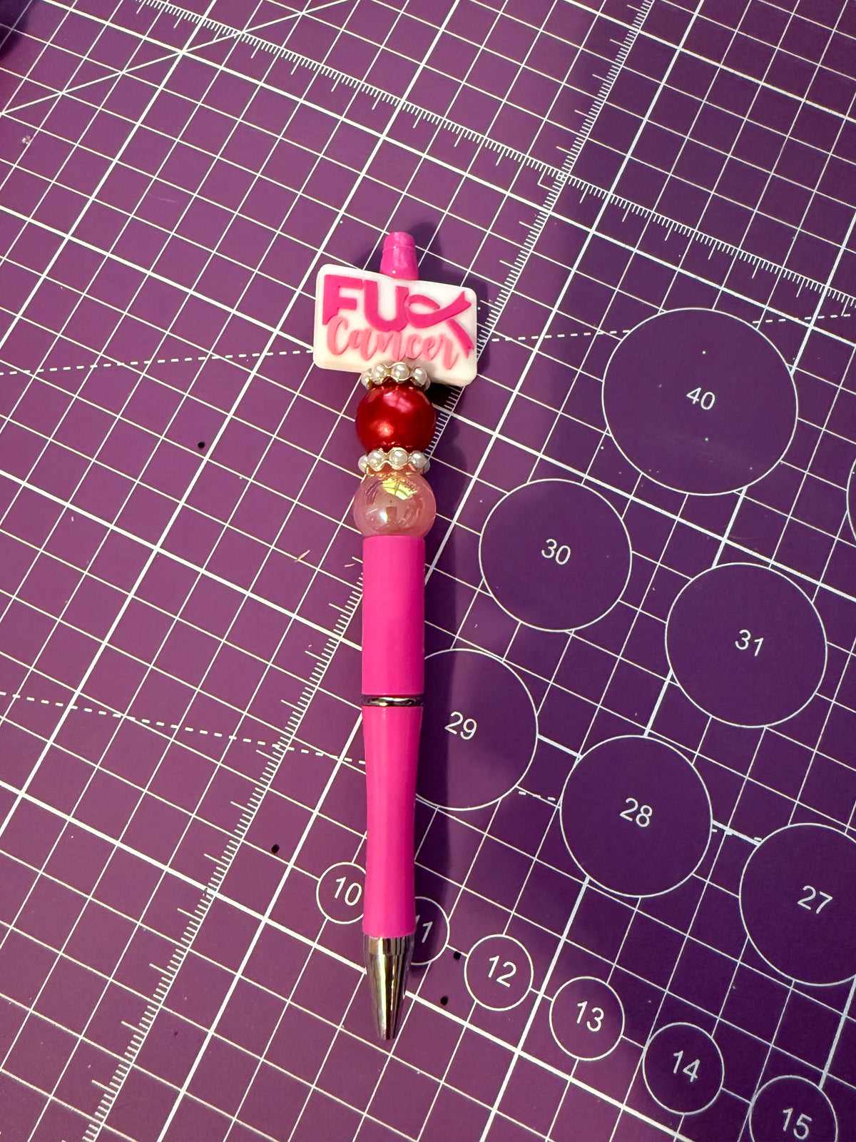 F Cancer Beaded Pen