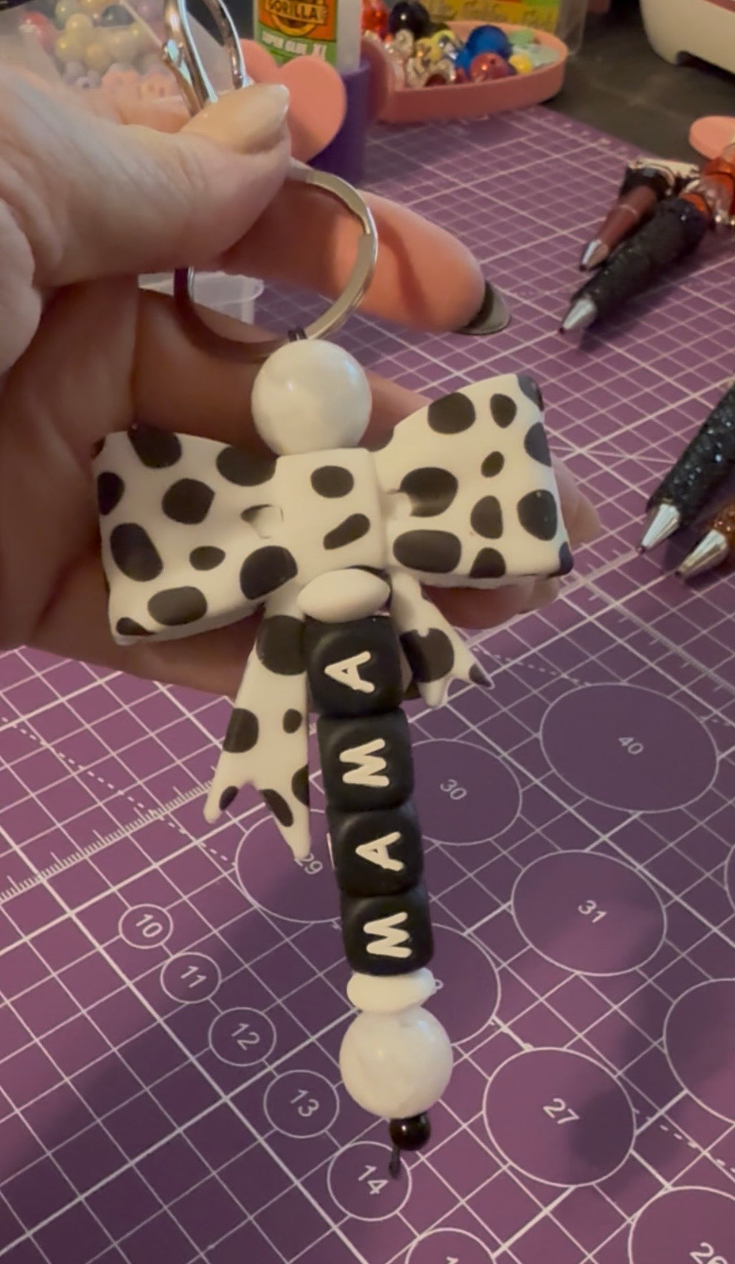 Bow Keychain w/ mom